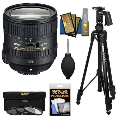 Nikon 24-85mm f\/3.5-4.5G VR ED AF-S Nikkor-Zoom Lens + 3 Filters + Pistol Grip Tripod Kit for D3300, D5300, D5500, D7100, D7200, D750, D810 Camera