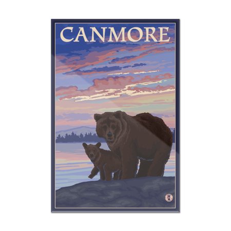 Canmore, Alberta, Canada - Bear & Cub - LP Original Poster (16x24 Acrylic Wall Art Gallery Quality)
