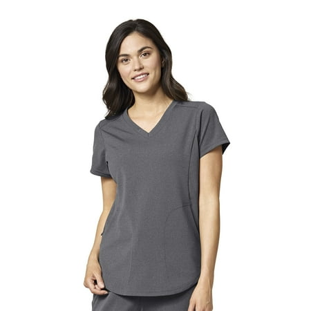 WonderWink Moto Women s 6199 Moto V-Neck Scrub Top Pewter Heather Large