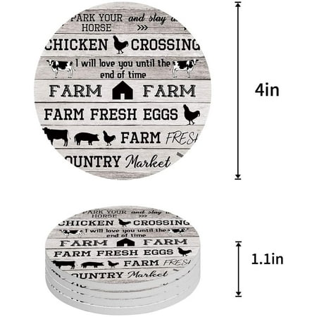 KXMDXA Farm on Rustic Wooden Plank Set of 8 Round Coaster for Drinks Absorbent Ceramic Stone Coasters Cup Mat with Cork Base for Home Kitchen Room Coffee Table Bar Decor
KXMDXA Farm on Rustic Wooden Plank Set of 8 Round Coaster for Drinks Absorbent Ceramic Stone Coasters Cup Mat with Cork Base for Home Kitchen Room Coffee Table Bar Decor