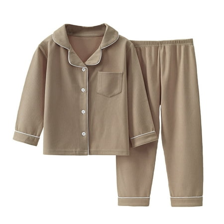 JWZUY 12Months-12Years Toddler Kids Boy Girl Pajamas Set Fall Winter Solid Long Sleeve Lapel Collar Button Down Shirt Top and Pants Nightwear Brown 18 Months
JWZUY 12Months-12Years Toddler Kids Boy Girl Pajamas Set Fall Winter Solid Long Sleeve Lapel Collar Button Down Shirt Top and Pants Nightwear Brown 18 Months