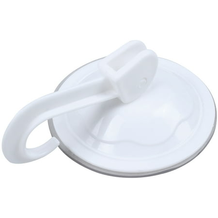 Household White Plastic 7cm Dia Suction Cup Single Hook Wall Hangers