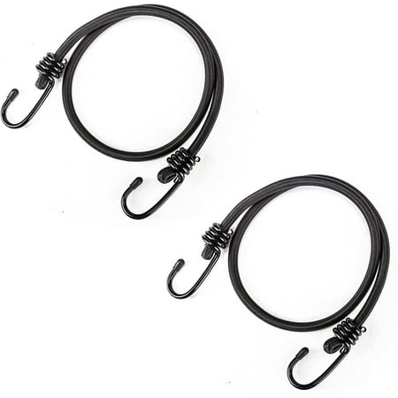 IMMEKEY Bungee Cord - Latex Black Heavy Duty Outdoor Bungee Cords with Hook
