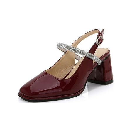 Ritualay Women Pumps Slingback Heeled Sandals Square Toe High Heels Comfort Chunky Heel Dress Shoes Womens Ladies Ankle Strap Wine Red 6.5
Ritualay Women Pumps Slingback Heeled Sandals Square Toe High Heels Comfort Chunky Heel Dress Shoes Womens Ladies Ankle Strap Wine Red 6.5