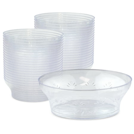 

[60 Pack] Clear Plastic Bowls - 10 oz Hard Plastic Ice Cream Cups Disposable Soup Bowl Small Serving Bowl for Sundae Dessert Sauce Salad Snacks at Home Party Catering Wedding Special Events