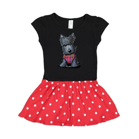 Inktastic Scottie Dog In Plaid Gift Toddler Girl Dress