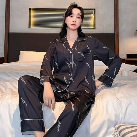 CoCopeaunt Spring and autumn pajamas female ice silk long-sleeved pants set cardigan lapel silk home wear solid color home sleepwear
CoCopeaunt Spring and autumn pajamas female ice silk long-sleeved pants set cardigan lapel silk home wear solid color home sleepwear