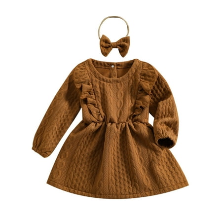 Canrulo 2Pcs Toddler Baby Girls Dresses Fall Winter Clothes Long Sleeve Sweater Dress Ruffle Knit Skirt Headband Set Brown 2-3 Years
Canrulo 2Pcs Toddler Baby Girls Dresses Fall Winter Clothes Long Sleeve Sweater Dress Ruffle Knit Skirt Headband Set Brown 2-3 Years