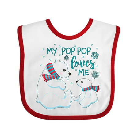 Inktastic My Pop Pop Loves Me- Cute Polar Bears Gift Baby Boy or Baby Girl Bib