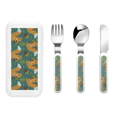 Cauagu Knitted Woodland Squirrel Print 3-Pieces Toddler Cutlery Set Kids Silverware Set with Spoons Forks & Knife Stainless Steel Utensils for Kids Dishwasher Safe
Cauagu Knitted Woodland Squirrel Print 3-Pieces Toddler Cutlery Set Kids Silverware Set with Spoons Forks & Knife Stainless Steel Utensils for Kids Dishwasher Safe