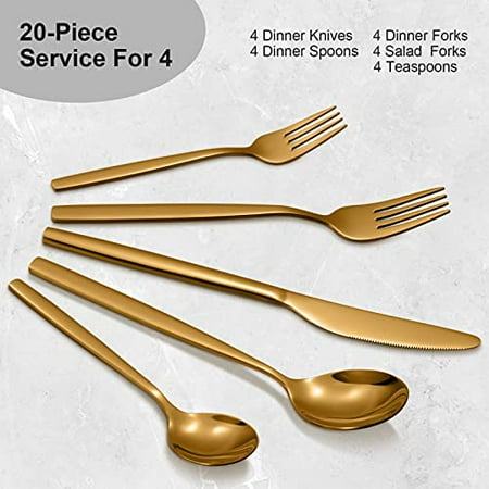 GymChoice Classic Silverware Set 20 Pcs Stainless Steel Flatware Set for Home Kitchen Hotel and Restaurant Service for 4 Cutlery Set Include Knife/Fork/Spoon Dishwasher Safe Tableware Set
GymChoice Classic Silverware Set 20 Pcs Stainless Steel Flatware Set for Home Kitchen Hotel and Restaurant Service for 4 Cutlery Set Include Knife/Fork/Spoon Dishwasher Safe Tableware Set