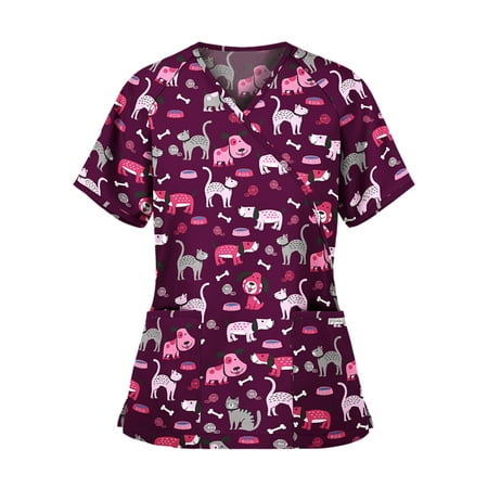 Womens Nurse Scrubs Tops Cute Animal Printed Short Sleeve V-Neck Nursing Shirts Uniform Workwear Tunic S-3XL 
Womens Nurse Scrubs Tops Cute Animal Printed Short Sleeve V-Neck Nursing Shirts Uniform Workwear Tunic S-3XL