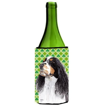 Springer Spaniel St. Patricks Day Shamrock Portrait Wine bottle sleeve Hugger 24 oz.