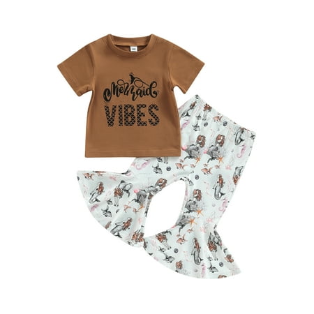 IZhansean Toddler Baby Girls Summer Outfits Short Sleeve Letter Print Tops T-Shirt Mermaid Print Flared Pants Set Brown 6-12 Months
IZhansean Toddler Baby Girls Summer Outfits Short Sleeve Letter Print Tops T-Shirt Mermaid Print Flared Pants Set Brown 6-12 Months