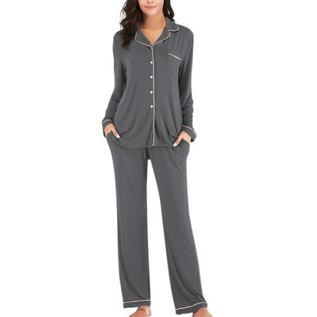 HLONK 2 Pieces Autumn Women Sleepwear Solid Color Pajamas Set Long Sleeve Top and Long Pant Ladies Pyjamas Suit
HLONK 2 Pieces Autumn Women Sleepwear Solid Color Pajamas Set Long Sleeve Top and Long Pant Ladies Pyjamas Suit