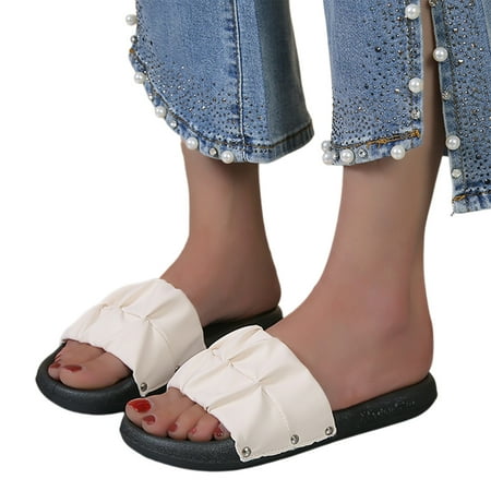 ZIZOCWA Summer Womens Slippers Thick Bottom Round Head Soft Bottom Casual Flip Flops Non-Slip Pleated Large Size Sandals for Women Beige Size7.5
ZIZOCWA Summer Womens Slippers Thick Bottom Round Head Soft Bottom Casual Flip Flops Non-Slip Pleated Large Size Sandals for Women Beige Size7.5