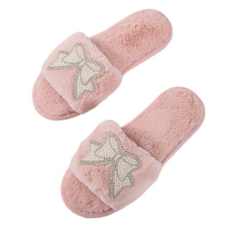 Chiccall Fuzzy Faux Fur Slide Slippers Bow Knot Memory Foam Cozy Flat Spa Sandals Comfy Open Toe Slip On House Shoes Indoor Outdoor House Slippers for Women and Girls on Clearance
Chiccall Fuzzy Faux Fur Slide Slippers Bow Knot Memory Foam Cozy Flat Spa Sandals Comfy Open Toe Slip On House Shoes Indoor Outdoor House Slippers for Women and Girls on Clearance