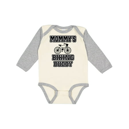 Inktastic Mommys Biking Buddy Gift Baby Boy or Baby Girl Long Sleeve Bodysuit