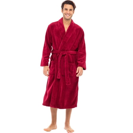 Alexander Del Rossa Mens Bathrobe Burgundy S-M