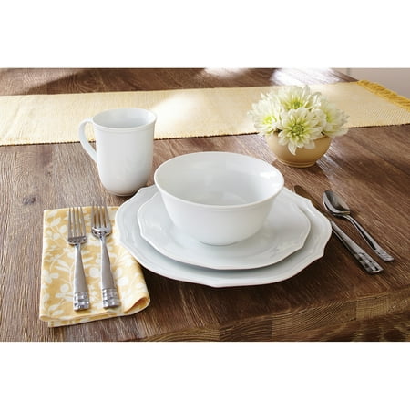 Better Homes and Gardens 16 Piece Scalloped Porcelain Dinnerware Set