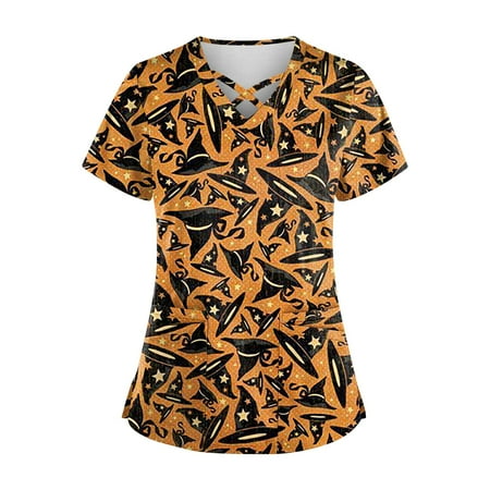 Knosfe Printed Scrub Tops Short Sleeve Nurse V Neck Workwear Plus Size Scrubs Medical Pumpkin Ghost Bat Tops for Women 2023 Trendy Sexy with Two Pockets Brown XL
Knosfe Printed Scrub Tops Short Sleeve Nurse V Neck Workwear Plus Size Scrubs Medical Pumpkin Ghost Bat Tops for Women 2023 Trendy Sexy with Two Pockets Brown XL