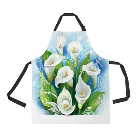 ABPHQTO Bouquet White Calla Lilies Apron Home Kitchen Apron with Pockets