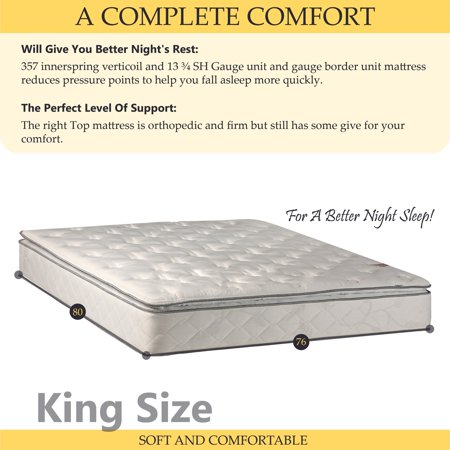 Continental Sleep ONETAN, Medium Plush Pillowtop Orthopedic type Mattress and Box Spring with Frame