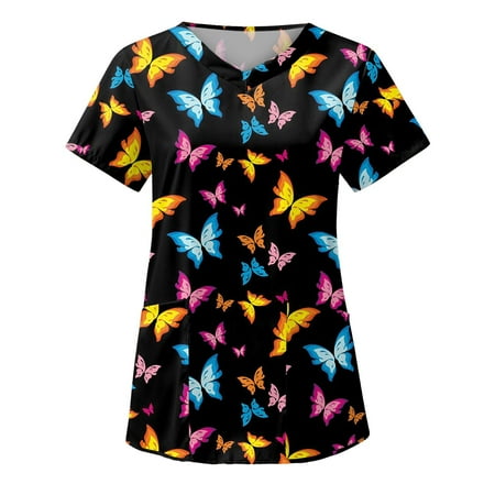 TKing Fashion Women Plus Size Scrubs Top V-Neck Short Sleeve Printed Pockets Work Blouse for Women Black 2XL
TKing Fashion Women Plus Size Scrubs Top V-Neck Short Sleeve Printed Pockets Work Blouse for Women Black 2XL