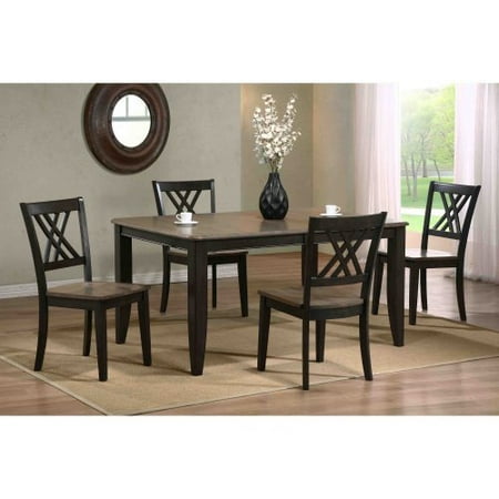 Iconic Furniture 5 Piece Rectangular Dining Table Set - Gray Stone \/ Black Stone