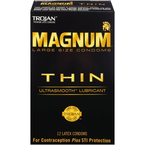 Trojan Magnum Thin Large Size Lubricated Condoms - 12 Count