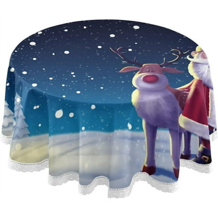 SKYSONIC Santa and Reindeer Round Tablecloth 60 in Party Lace Round Table Cloth Water Resistant Spill Proof Large Table Cover for Kitchen BBQ Hotel Dining Party Decor
SKYSONIC Santa and Reindeer Round Tablecloth 60 in Party Lace Round Table Cloth Water Resistant Spill Proof Large Table Cover for Kitchen BBQ Hotel Dining Party Decor