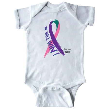 Inktastic We Will Win Against Thyroid Cancer Ribbon Gift Baby Boy or Baby Girl Bodysuit
