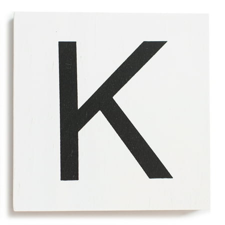 Stiles Crossword Letter Tiles Wooden Wall Decor 3.5 Inch White Letter K