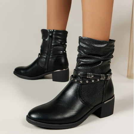 NEGJ Women Short Boots Retro Pointed Toe Chunky Block Heel Leather Booties Ladies Shoes
NEGJ Women Short Boots Retro Pointed Toe Chunky Block Heel Leather Booties Ladies Shoes