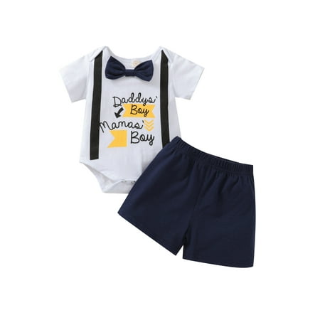 Gentleman Baby Boys Outfits Set Short Sleeve Romper Shorts 2pcs Summer Clothes