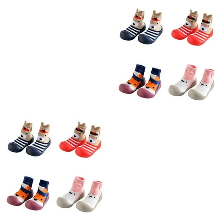 wrea2pcs Infant Cartoon Design Soft Rubber Bottom Anti-Slip Floor Socks Boots Newborn Baby Big Head Shoes