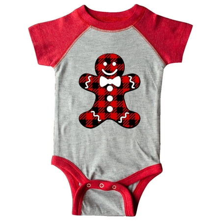 Inktastic Buffalo Plaid Gingerbread Man Gift Baby Boy or Baby Girl Bodysuit