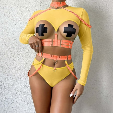 Gubotare Womens Lingerie Womenâs Eyelash Fishnet Lingerie Set Chain Underwire Bra and Panty Sets with Garter Belt Yellow M
Gubotare Womens Lingerie Womenâs Eyelash Fishnet Lingerie Set Chain Underwire Bra and Panty Sets with Garter Belt Yellow M