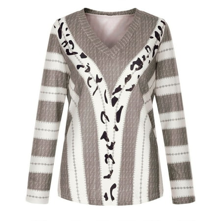 Women S Leopard Print Color Block Striped V-Neck Sweater Women S Long Sleeve Knit Pullover Jumper Top Women S Fall/Winter Fashion Sweatshirt Top plus Size Maternity Clothes
Women S Leopard Print Color Block Striped V-Neck Sweater Women S Long Sleeve Knit Pullover Jumper Top Women S Fall/Winter Fashion Sweatshirt Top plus Size Maternity Clothes