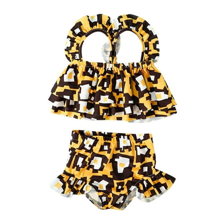 Girls Two-Piece Swimsuit Bowknot Yellow Black Color Ruffles Bikini Bathing Suit Size 12 Months-5 Years
Girls Two-Piece Swimsuit Bowknot Yellow Black Color Ruffles Bikini Bathing Suit Size 12 Months-5 Years