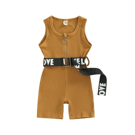 Calsunbaby Kids Toddler Girls Sleeveless Jumpsuit Solid Color Zipper Round Neck One-piece Romper Shorts with Belt Coffee 12-18 Months
Calsunbaby Kids Toddler Girls Sleeveless Jumpsuit Solid Color Zipper Round Neck One-piece Romper Shorts with Belt Coffee 12-18 Months