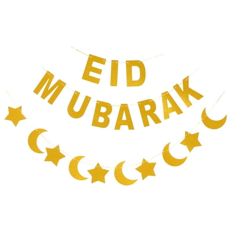 NUOLUX 2 Sets Golden Flag Decor EID Party Decoration Festival Buntings EID Bunting Pendants
NUOLUX 2 Sets Golden Flag Decor EID Party Decoration Festival Buntings EID Bunting Pendants