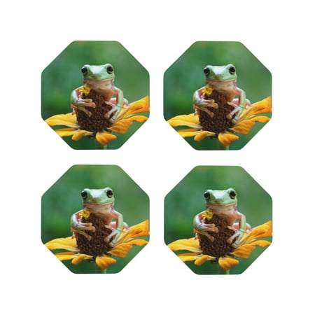 Honeii Tree Frog Sitting On Sunflowes Print Leather Coaster Set of 4 Ideal for Safeguarding Your Furniture from Drinks Spills and Effortless Cleanup-Octagon
Honeii Tree Frog Sitting On Sunflowes Print Leather Coaster Set of 4 Ideal for Safeguarding Your Furniture from Drinks Spills and Effortless Cleanup-Octagon