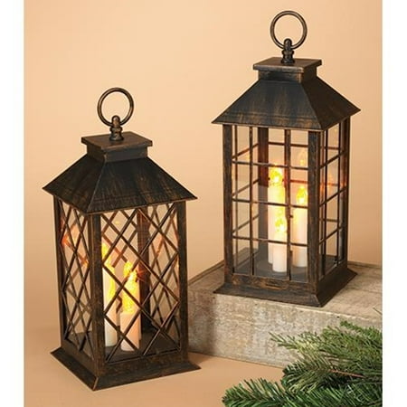 CWI Gifts Battery Operated Brushed Finish Trio Lantern 2 Asstd.