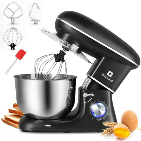 

Stand Mixer Clearance Black 6.2QT Tilt-Head Electric Stand Mixer 660W 6-Speed kitchen Food Dough Mixer with Stainless Steel Bowl/Dough Hook/Beater/Whisk/Spatula for Baking Cakes HJ112