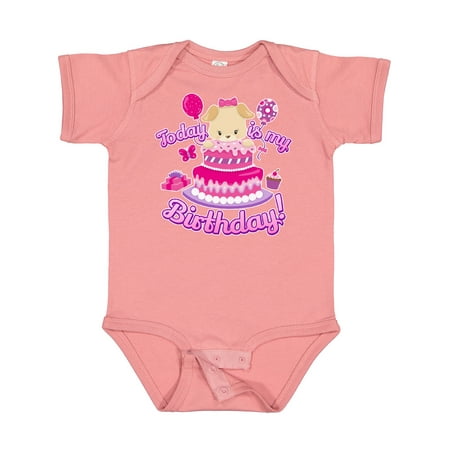 Inktastic Today is My Birthday Puppy (pink) Gift Baby Girl Bodysuit