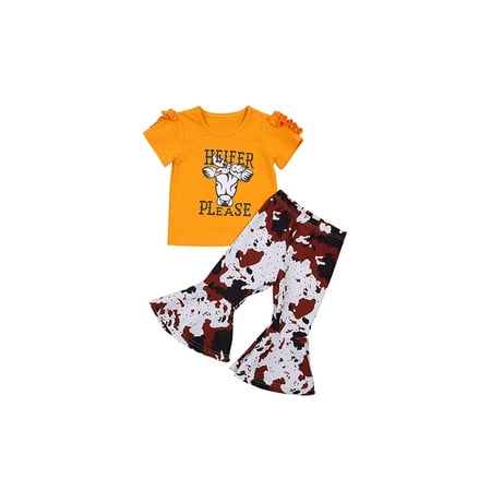 JYYYBF 0-5Y Summer Lovely Kids Girls Clothes Sets 2pcs Cow Head Short Sleeve T Shirts Tops Leopard Flare Pants Yellow 2-3 Years
JYYYBF 0-5Y Summer Lovely Kids Girls Clothes Sets 2pcs Cow Head Short Sleeve T Shirts Tops Leopard Flare Pants Yellow 2-3 Years