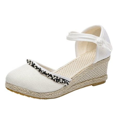 Womens Sandals Fashion Women Summer Weave Embroidery Comfortable Wedges Shoes Beach Round Toe Breathable Sandals Women S Sandals Cotton Fabric White 37
Womens Sandals Fashion Women Summer Weave Embroidery Comfortable Wedges Shoes Beach Round Toe Breathable Sandals Women S Sandals Cotton Fabric White 37