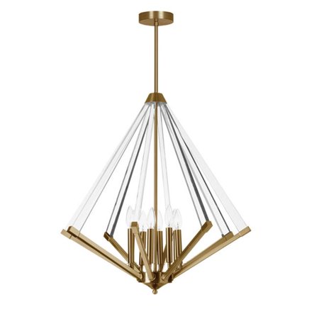 8 Light Chandelier, Vintage Bronze with Acrylic Arms