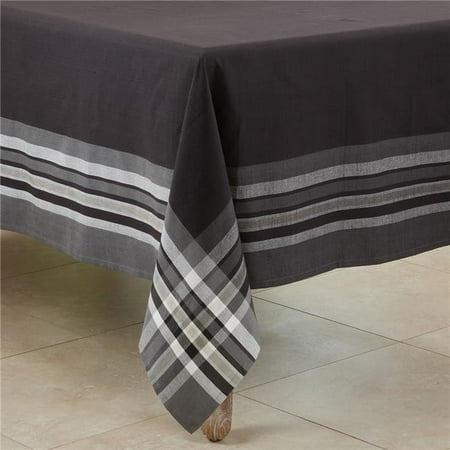 Saro 4387.BK70S 70 in. Stripe Border Square Tablecloth Black